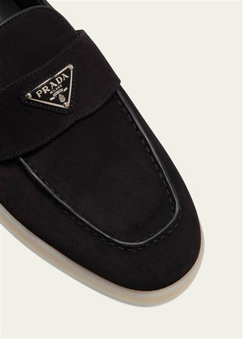 prada st tropez suede loafers.